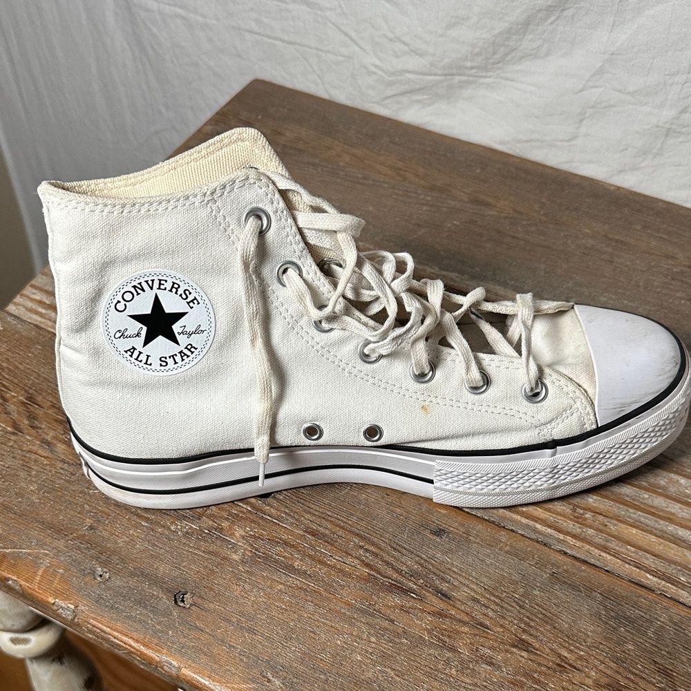 Classic Cream High-Top Sneakers - Picture 6 of 7